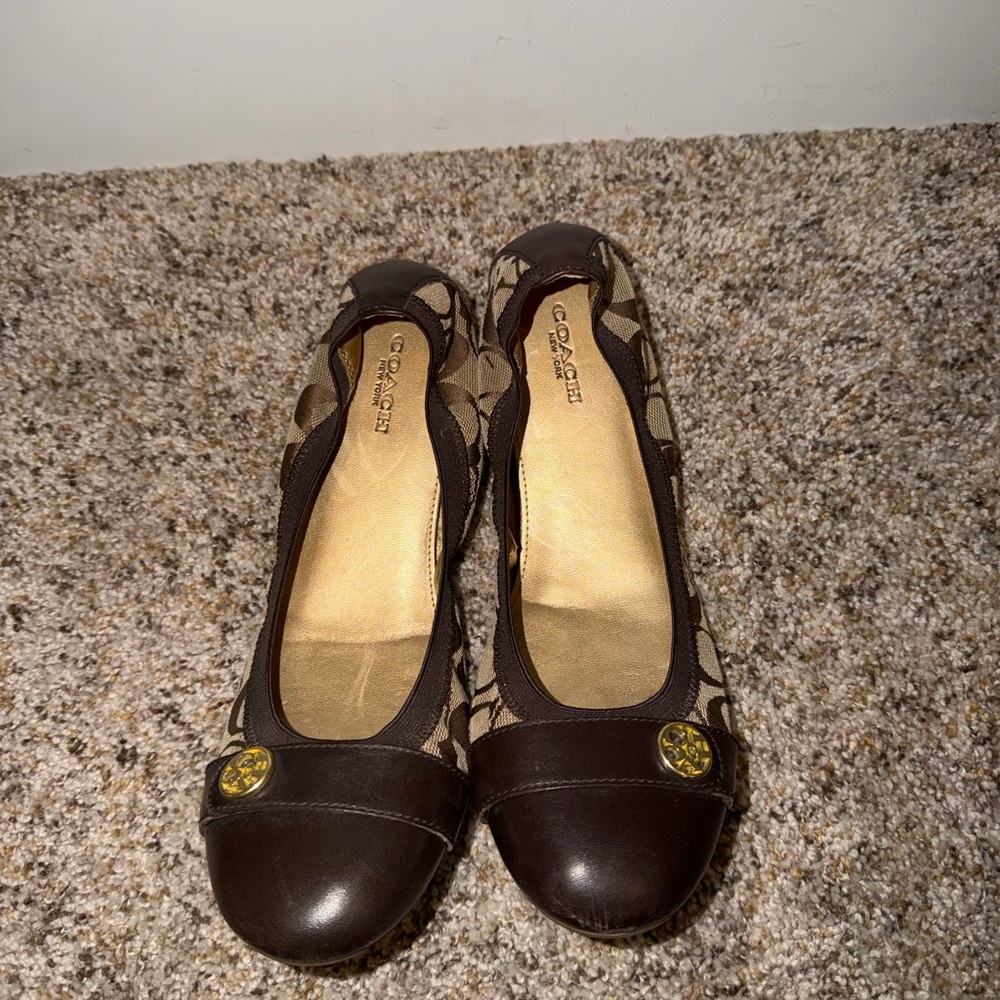 Coach Brown and Tan Chelsea Flats